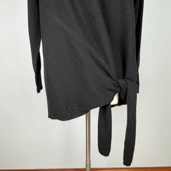 J Crew Womens Black Tie Front Boat Neck Sweater Wool Blend size Medium - Picture 4 of 12